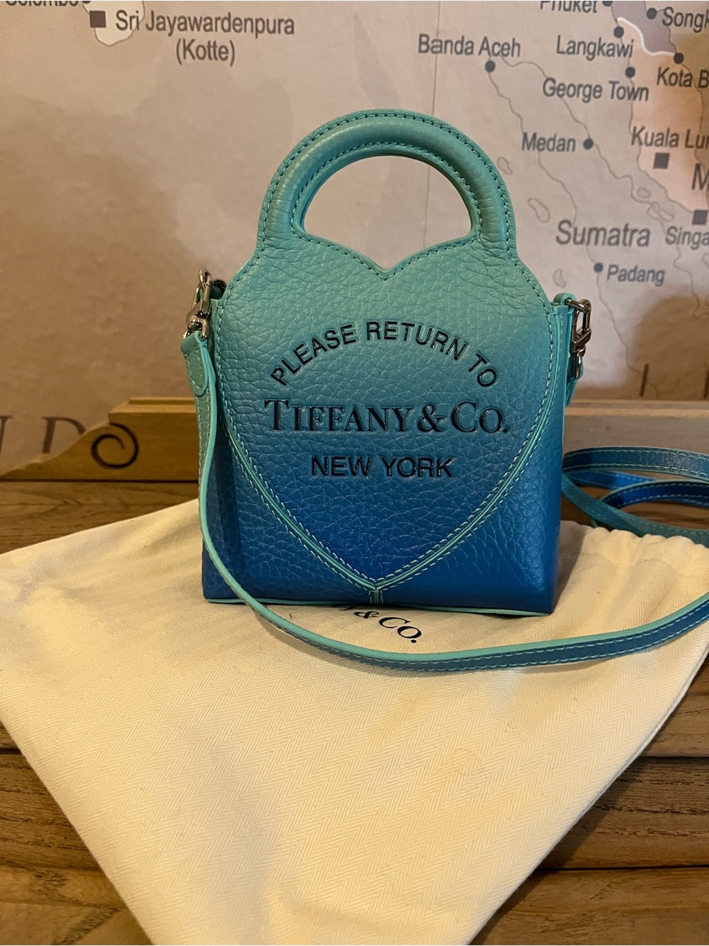 Tiffany & Co. Blue Ombre Handbag with Chain and Removable Straps. Micro size.